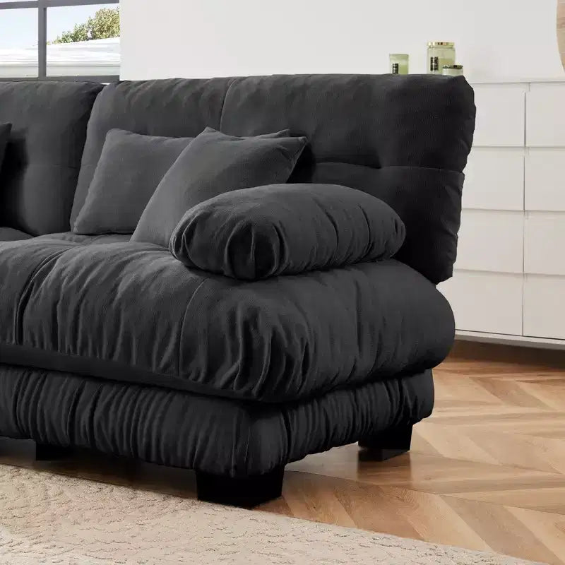 Divano a 2 posti Cloud Couch per soggiorno, divano a 2 posti in ciniglia con 2 cuscini lombari e 2 cuscini decorativi, ciniglia color caffè chiaro