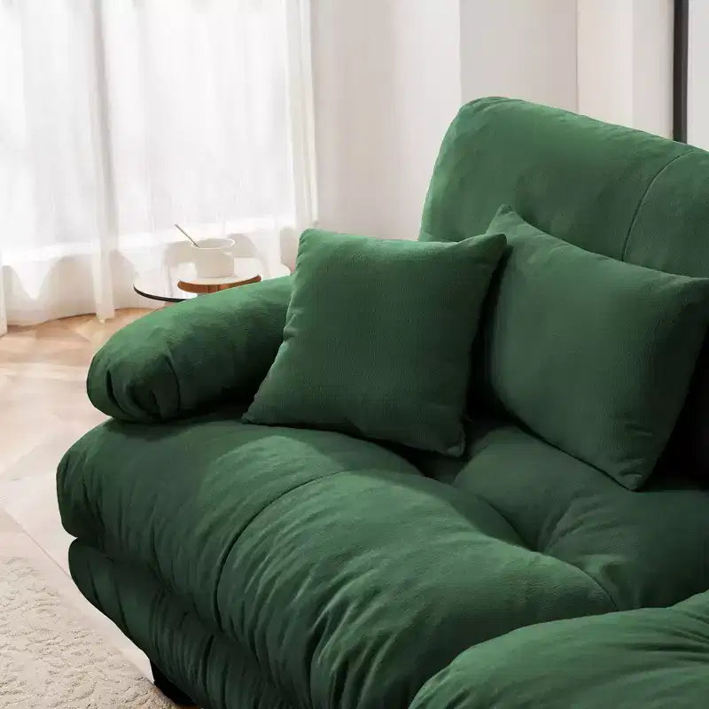Divano a 2 posti Cloud Couch per soggiorno, divano a 2 posti in ciniglia con 2 cuscini lombari e 2 cuscini decorativi, ciniglia color caffè chiaro