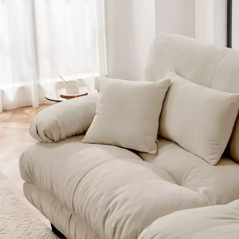 Divano a 2 posti Cloud Couch per soggiorno, divano a 2 posti in ciniglia con 2 cuscini lombari e 2 cuscini decorativi, ciniglia color caffè chiaro