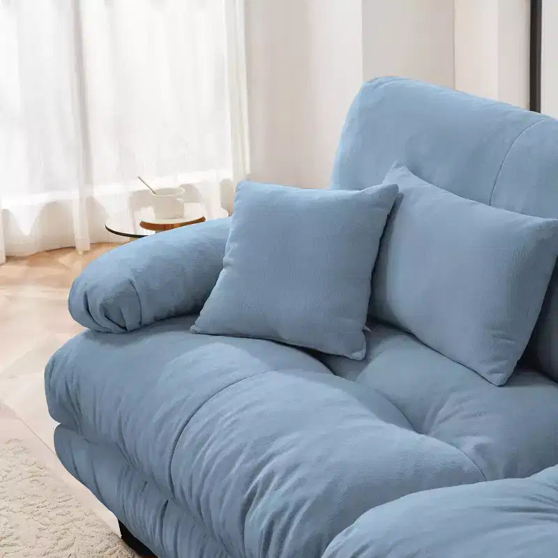 Divano a 2 posti Cloud Couch per soggiorno, divano a 2 posti in ciniglia con 2 cuscini lombari e 2 cuscini decorativi, ciniglia color caffè chiaro