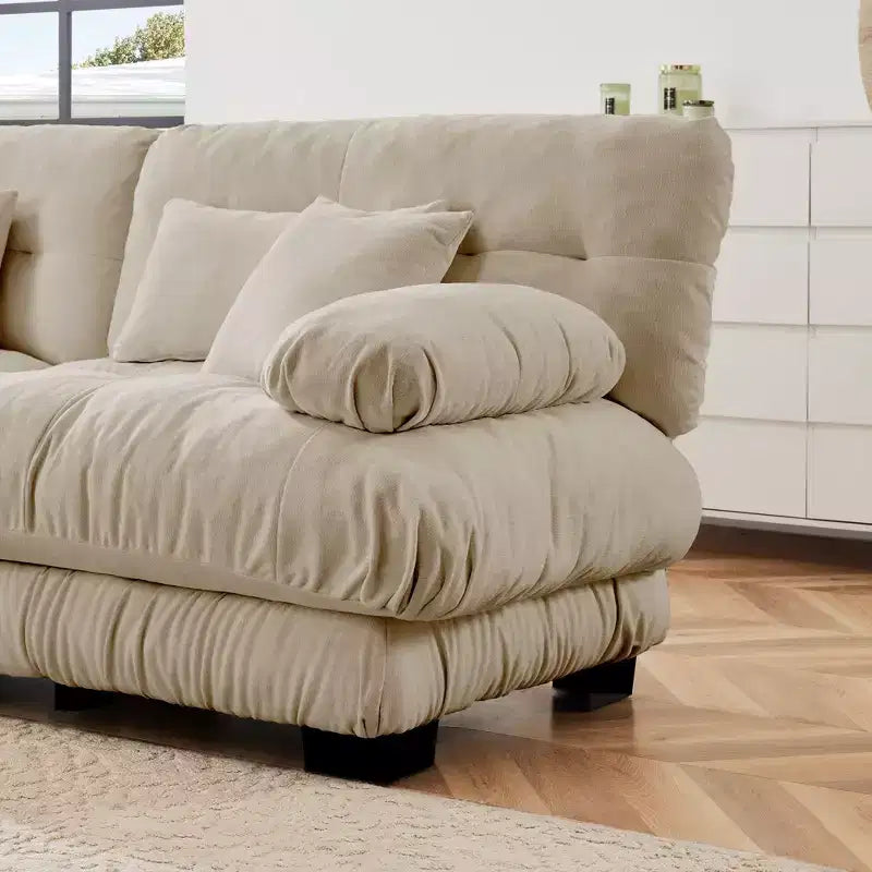 Divano a 2 posti Cloud Couch per soggiorno, divano a 2 posti in ciniglia con 2 cuscini lombari e 2 cuscini decorativi, ciniglia color caffè chiaro