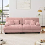 Divano a 2 posti Cloud Couch per soggiorno, divano a 2 posti in ciniglia con 2 cuscini lombari e 2 cuscini decorativi, ciniglia color caffè chiaro