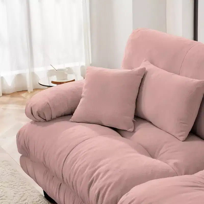 Divano a 2 posti Cloud Couch per soggiorno, divano a 2 posti in ciniglia con 2 cuscini lombari e 2 cuscini decorativi, ciniglia color caffè chiaro