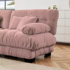Divano a 2 posti Cloud Couch per soggiorno, divano a 2 posti in ciniglia con 2 cuscini lombari e 2 cuscini decorativi, ciniglia color caffè chiaro