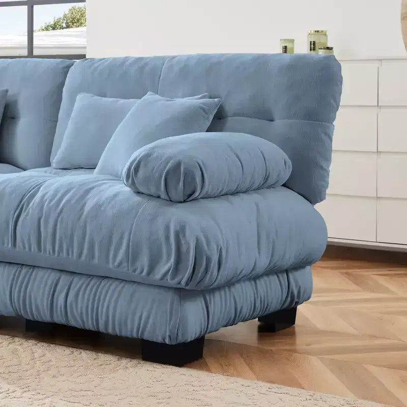 Divano a 2 posti Cloud Couch per soggiorno, divano a 2 posti in ciniglia con 2 cuscini lombari e 2 cuscini decorativi, ciniglia color caffè chiaro