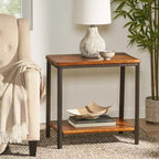 Table d'appoint GDFStudio Ronan en bois rustique et métal avec étagère de rangement