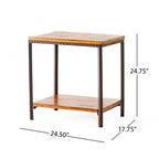 Table d'appoint GDFStudio Ronan en bois rustique et métal avec étagère de rangement