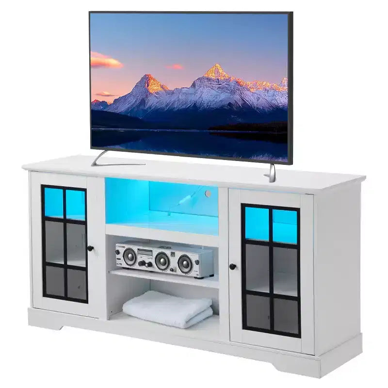 Supporto TV EROMMY con anta in vetro temperato per TV fino a 65 pollici