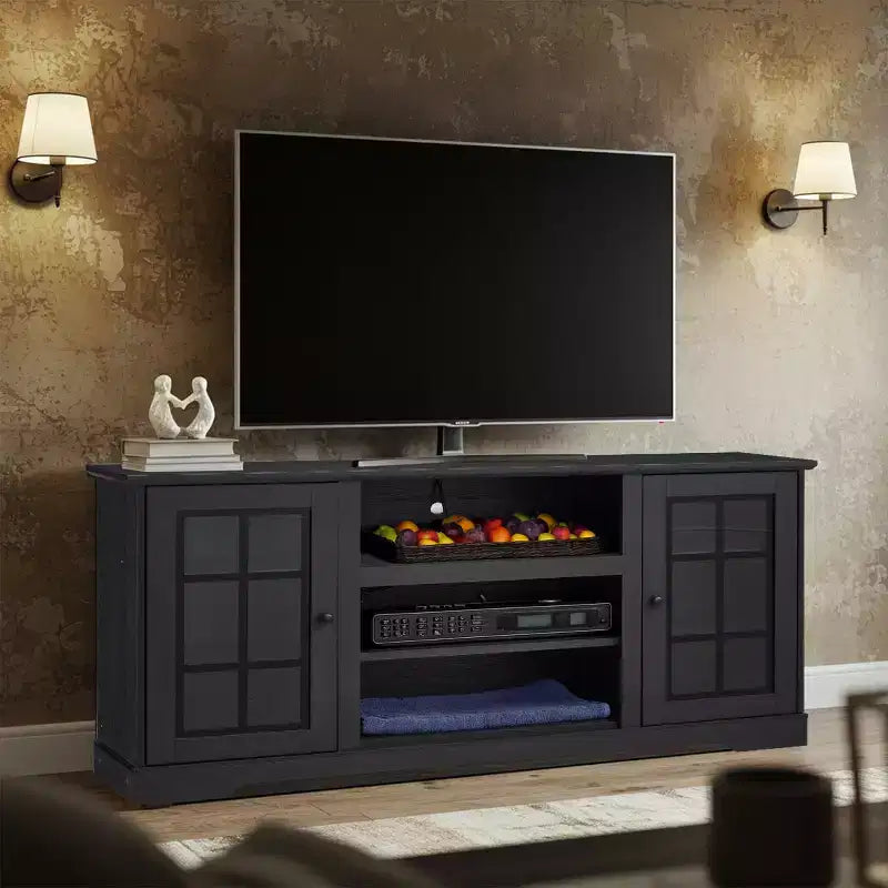 Supporto TV EROMMY con anta in vetro temperato per TV fino a 65 pollici