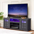 EROMMY Tv Stand With Tempered Glass Door For Tvs Up To 65