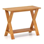 Table console Costway de 35,5 pouces de long avec étagère de rangement en teck massif