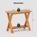 Table console Costway de 35,5 pouces de long avec étagère de rangement en teck massif