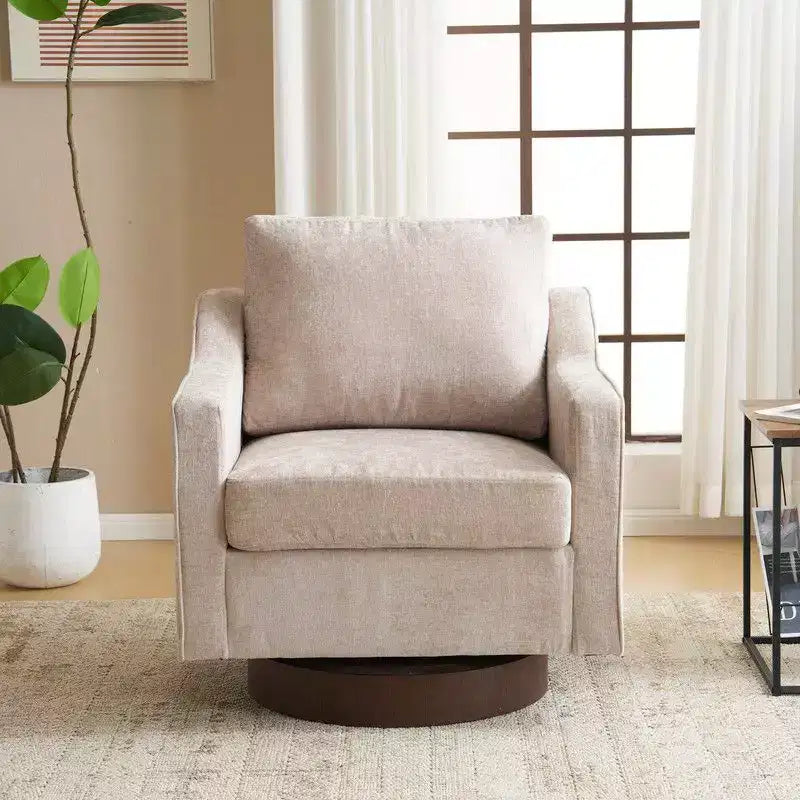 Fauteuil d'appoint pivotant Karl Home Chenille pour salon