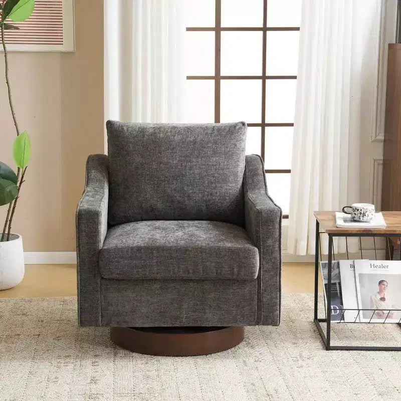 Fauteuil d'appoint pivotant Karl Home Chenille pour salon