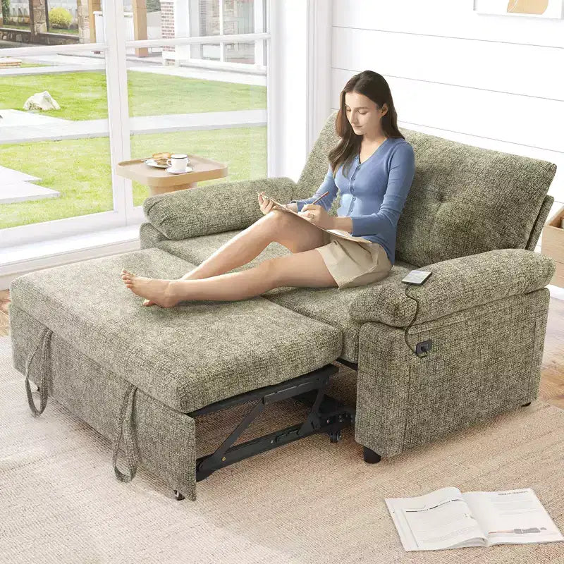 Dyonery Divano Letto Convertibile 3-in-1, Divano Letto Estraibile con Schienale Regolabile