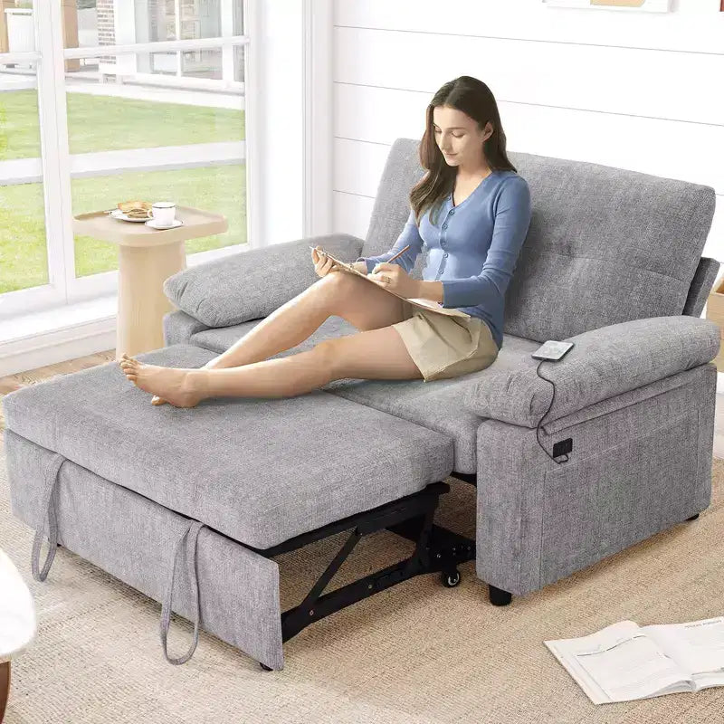 Dyonery 3-in-1 Convertible Sofa Bed, Pull Out Sleeper Sofa with Adjustable Backrest