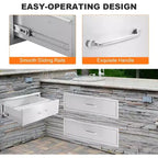 Cassetto da Cucina per Esterni, Cassetto BBQ ad Incasso Monostrato in Acciaio Inossidabile per Cucine da Esterno e Isole BBQ