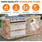 Cassetto da Cucina per Esterni, Cassetto BBQ ad Incasso Monostrato in Acciaio Inossidabile per Cucine da Esterno e Isole BBQ