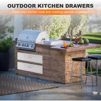 Cassetto da Cucina per Esterni, Cassetto BBQ ad Incasso Monostrato in Acciaio Inossidabile per Cucine da Esterno e Isole BBQ