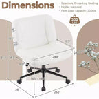 VINGLI Sedia da Scrivania Comoda Senza Braccioli con Imbottitura Spessa a Criss Cross, con Base a Doppio Uso, Girevole Regolabile, Moderna Sedia da Toilette, su Rotelle, in PU Cerato