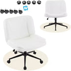 VINGLI Sedia da Scrivania Comoda Senza Braccioli con Imbottitura Spessa a Criss Cross, con Base a Doppio Uso, Girevole Regolabile, Moderna Sedia da Toilette, su Rotelle, in PU Cerato