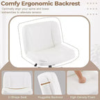 VINGLI Sedia da Scrivania Comoda Senza Braccioli con Imbottitura Spessa a Criss Cross, con Base a Doppio Uso, Girevole Regolabile, Moderna Sedia da Toilette, su Rotelle, in PU Cerato