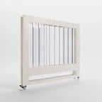 Culla pieghevole MelO Caress, telaio moderno in acrilico con 4 livelli di altezza, ruote scorrevoli e design facile da piegare Bianco lavato