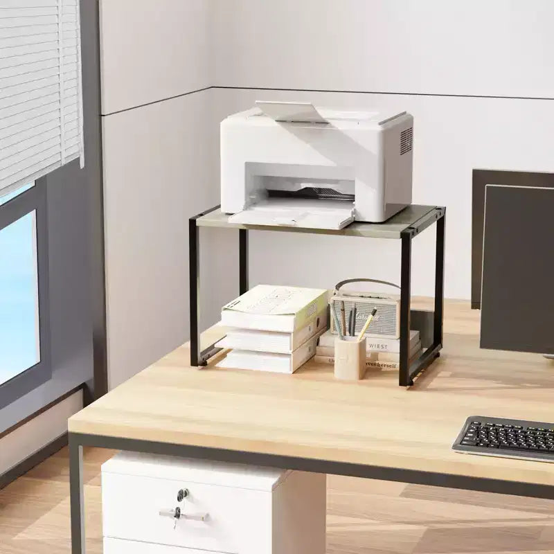 VINGLI Supporto combinabile per stampante con spazio di archiviazione, Ripiano da scrivania per stampante sotto la scrivania per fax, fotocopiatrice, scanner (Grigio Rustico)