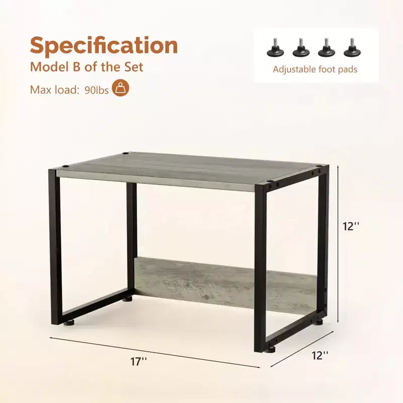 VINGLI Supporto combinabile per stampante con spazio di archiviazione, Ripiano da scrivania per stampante sotto la scrivania per fax, fotocopiatrice, scanner (Grigio Rustico)