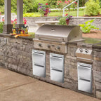 Tiroirs de barbecue encastrables en acier inoxydable 13 x 21 avec poignée rainurée, pour îlot de cuisine extérieur ou station de barbecue de patio