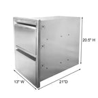 Tiroirs de barbecue encastrables en acier inoxydable 13 x 21 avec poignée rainurée, pour îlot de cuisine extérieur ou station de barbecue de patio