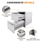 Tiroirs de barbecue encastrables en acier inoxydable 13 x 21 avec poignée rainurée, pour îlot de cuisine extérieur ou station de barbecue de patio