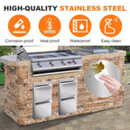 Tiroirs de barbecue encastrables en acier inoxydable 13 x 21 avec poignée rainurée, pour îlot de cuisine extérieur ou station de barbecue de patio