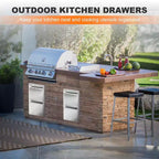 Tiroirs de barbecue encastrables en acier inoxydable 13 x 21 avec poignée rainurée, pour îlot de cuisine extérieur ou station de barbecue de patio