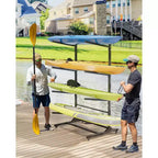 Porta Kayak da 2-6 Kayak, Porta Kayak Autoportante da Esterno con Ruote Mobili, Porta Kayak in Acciaio Resistente con Cinghie