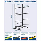 Porta Kayak da 2-6 Kayak, Porta Kayak Autoportante da Esterno con Ruote Mobili, Porta Kayak in Acciaio Resistente con Cinghie
