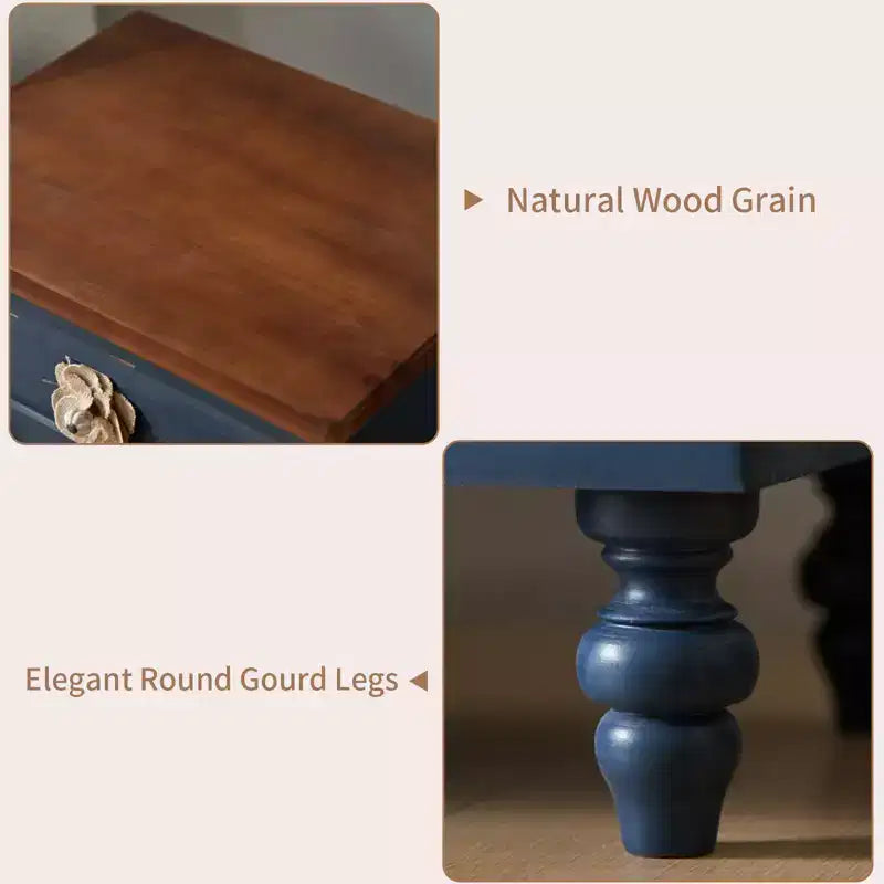 Comodino ModernLuxe con 3 cassetti e pomelli floreali, tavolino laterale da letto o da divano in stile rustico vintage