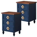 Comodino ModernLuxe con 3 cassetti e pomelli floreali, tavolino laterale da letto o da divano in stile rustico vintage