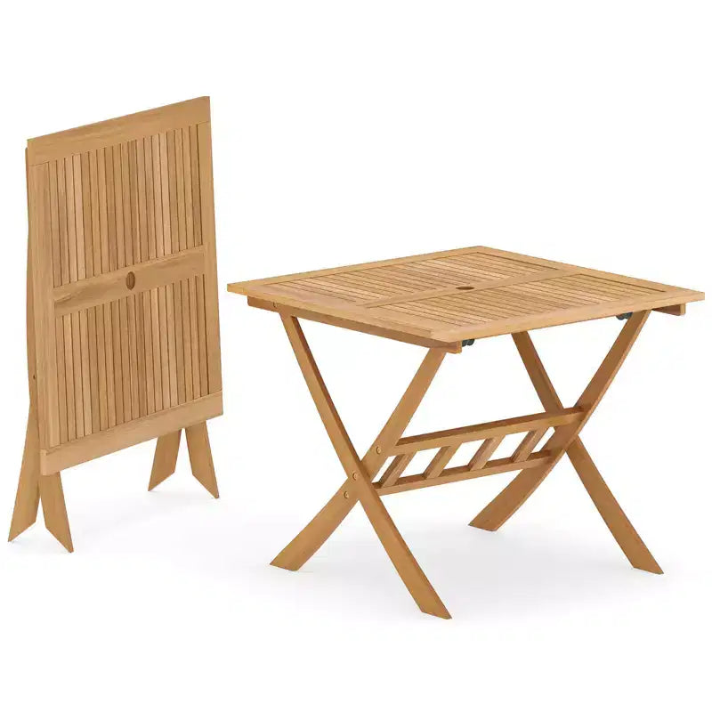 Costway Acacia Wood Folding Table 36 Patio Dining Table with Slatted Tabletop