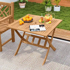 Costway Tavolo Pieghevole da Esterno in Legno di Acacia, 91 cm, con Piano a Doghe