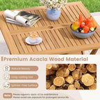 Costway Tavolo Pieghevole da Esterno in Legno di Acacia, 91 cm, con Piano a Doghe