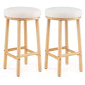 Costway 27 Bar Stools Set of 2/4 Upholstered Barstools with Boucle Fabric Seats Footrests
