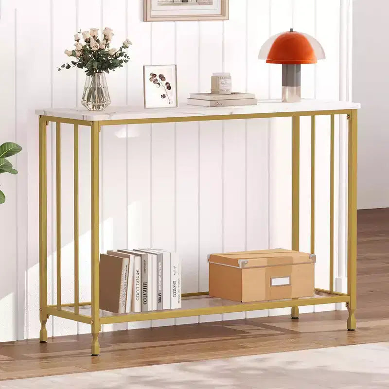 GustoWave – Console étroite de 105 cm, table d'appoint à 2 niveaux en bois pour entrée, salon, couloir, montage facile