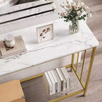GustoWave – Console étroite de 105 cm, table d'appoint à 2 niveaux en bois pour entrée, salon, couloir, montage facile