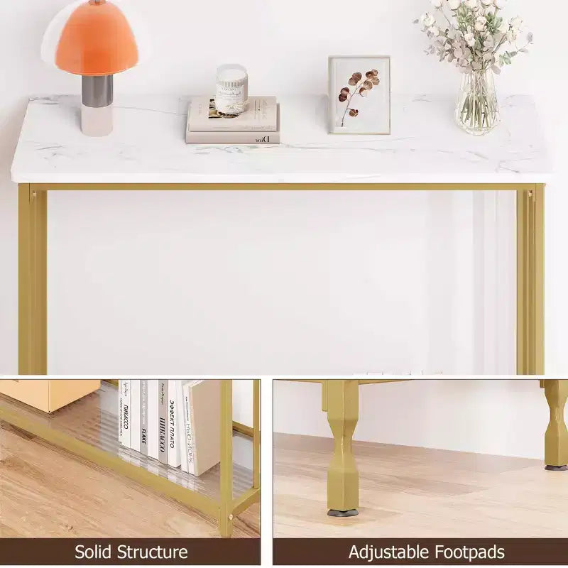 GustoWave – Console étroite de 105 cm, table d'appoint à 2 niveaux en bois pour entrée, salon, couloir, montage facile
