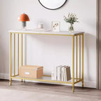GustoWave – Console étroite de 105 cm, table d'appoint à 2 niveaux en bois pour entrée, salon, couloir, montage facile