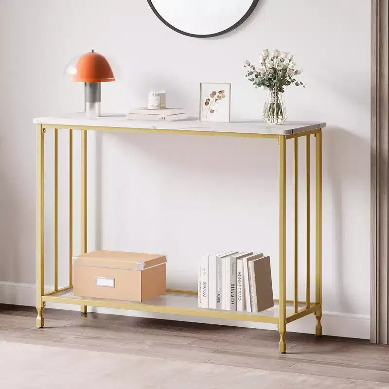 GustoWave – Console étroite de 105 cm, table d'appoint à 2 niveaux en bois pour entrée, salon, couloir, montage facile