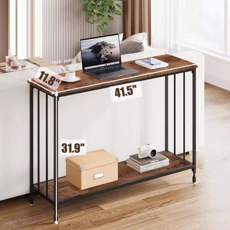 GustoWave – Console étroite de 105 cm, table d'appoint à 2 niveaux en bois pour entrée, salon, couloir, montage facile