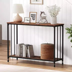 GustoWave – Console étroite de 105 cm, table d'appoint à 2 niveaux en bois pour entrée, salon, couloir, montage facile