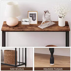 GustoWave – Console étroite de 105 cm, table d'appoint à 2 niveaux en bois pour entrée, salon, couloir, montage facile